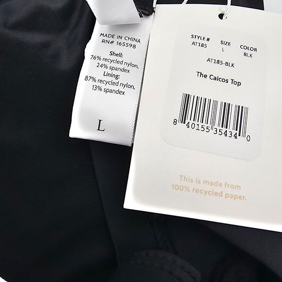 Andie Swim Womans size L The Caicos Bikini Top in Black Adjustable Straps NEW - Picture 6 of 7